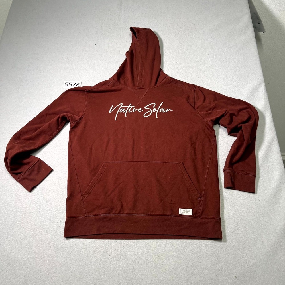 Eddie Bauer Native Solar Hoodie Mens Large‎ Maroon Red Pullover Fleece Graphic